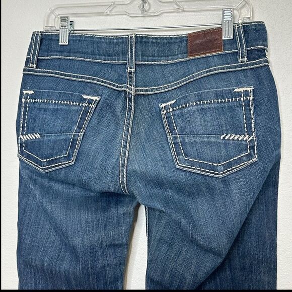 BKE Buckle Denim Capri Cropped Jeans Starlite Thick Stitch Women Sz 28 - Picture 3 of 11